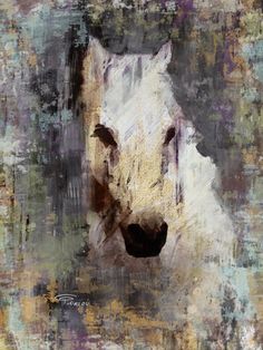 236x314 White Horse. Extra Large Horse, Horse Wall Decor, Gray Beige - Large Horse Painting