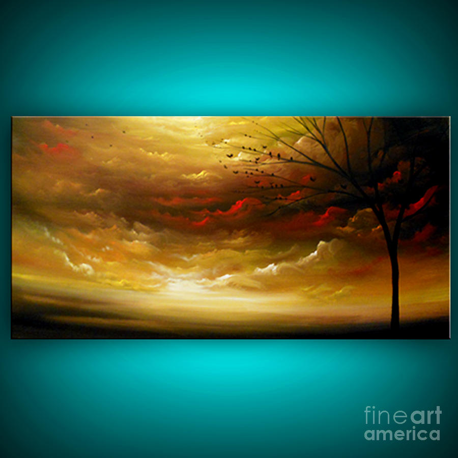 900x900 Big Large Yellow Red Cloud Landscape Painting Painting By Matthew - Large Landscape Painting