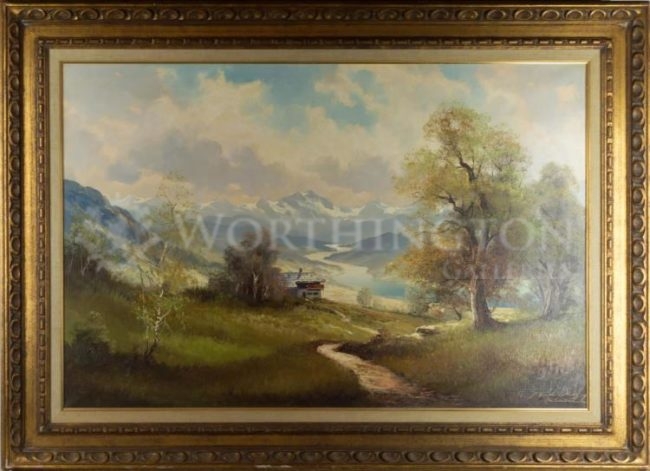 650x471 Large Landscape Painting By Helmut Stadelhofer (1914 1979) Oil - Large Landscape Painting