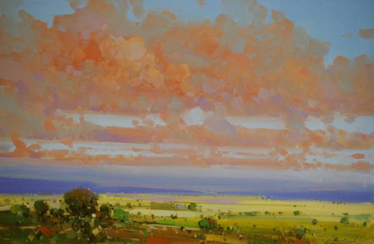 770x502 Saatchi Art Sunset, Landscape Oil Painting, Sky And Clouds, Large - Large Landscape Painting