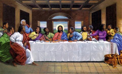 Black Last Supper Jesus Christ Wall Picture Art Print
