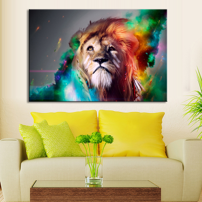 810x810 1 Pcs Animal Colorful Lion Wall Art Large Size Creative Lion - Large Lion Painting