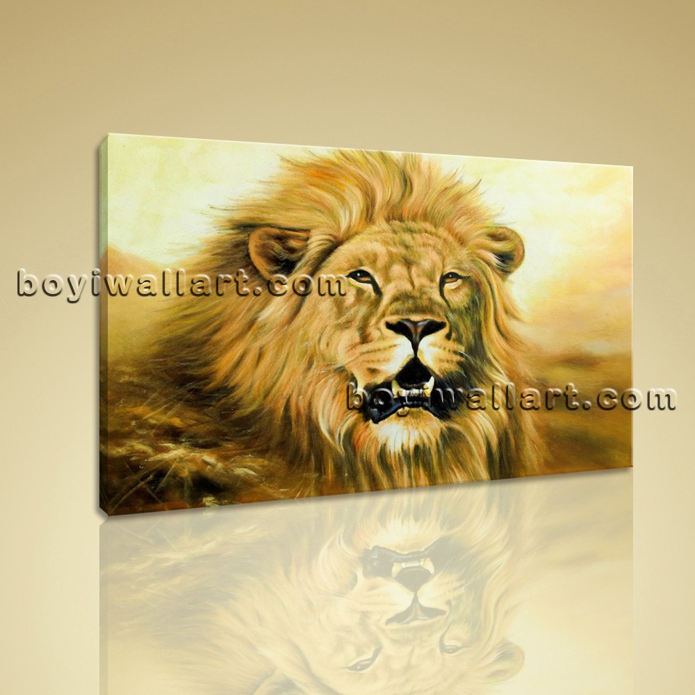 1000x1000 Large Giclee Print Of Lion Abstract Painting On Canvas Living Room - Large Lion Painting
