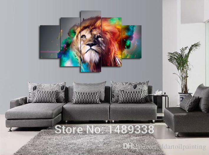 709x526 2018 Of Colorful Lion Painting Wall Art Large Animal Canvas - Large Lion Painting