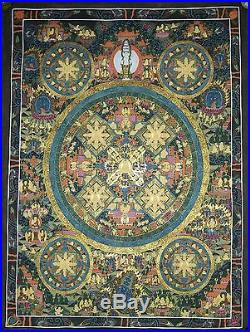 250x332 Large Masterpiece Handpainted Tibetan Chinese Thangka Buddha - Large Mandala Painting