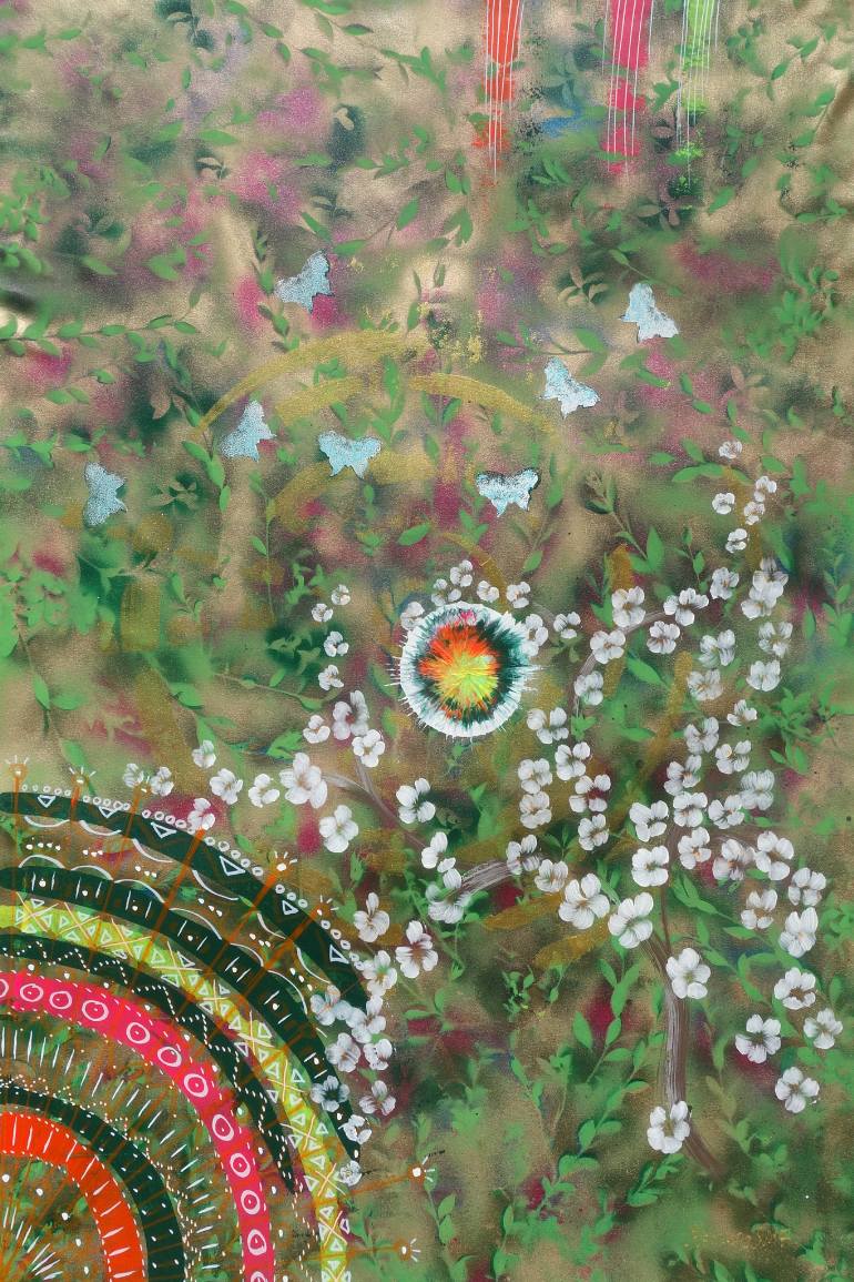 770x1155 Saatchi Art Green Mandala Large Painting 110x160 Cm Unstretched - Large Mandala Painting