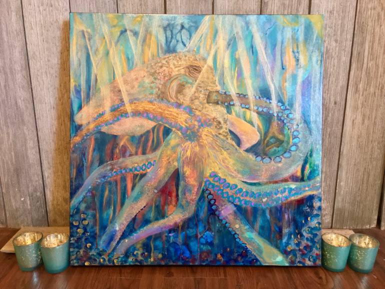 770x578 Saatchi Art Octopus Unfurled Acrylic Painting Large 24 X 24 - Large Octopus Painting