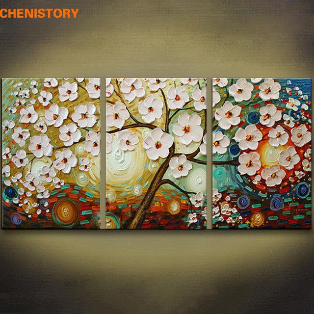 640x640 Unframed 3 Pieces Palette Knife Painting Modern Picture Wall Art - Large Oil Painting