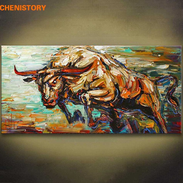 640x640 Unframed Bull Animals Abstract Hand Painted Oil Painting Wall Art - Large Oil Painting