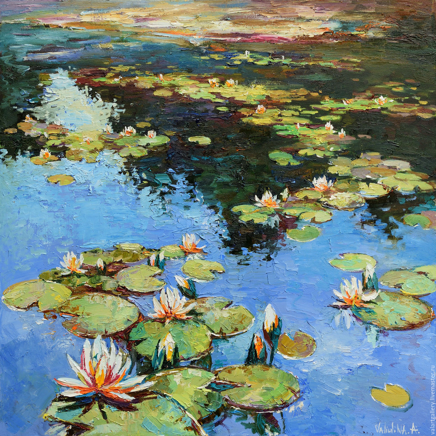 1500x1500 Water Lilies Large Oil Painting 90 X 90 Cm Shopline - Large Oil Painting