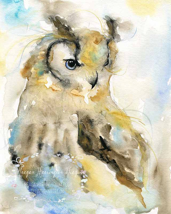 570x713 Owl Painting Large Print 12x16 Or 16x20 Winter Owl - Large Owl Painting