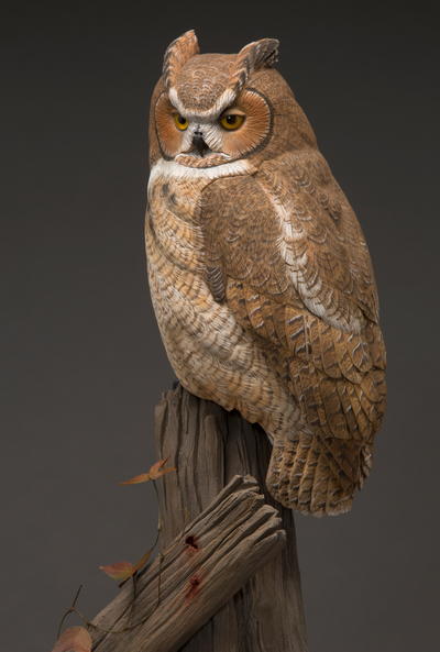 400x593 The Great Horned Owl In Miniature - Large Owl Painting