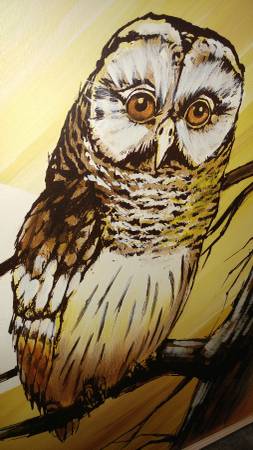 253x450 Vintage Retro Owl Oil Painting Large Amp Beautiful So Cool - Large Owl Painting