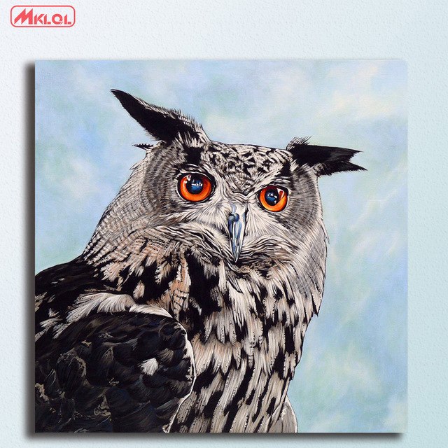 640x640 Large Owl (3) Animal Oil Painting Wall Art Picture Paiting Canvas - Large Owl Painting