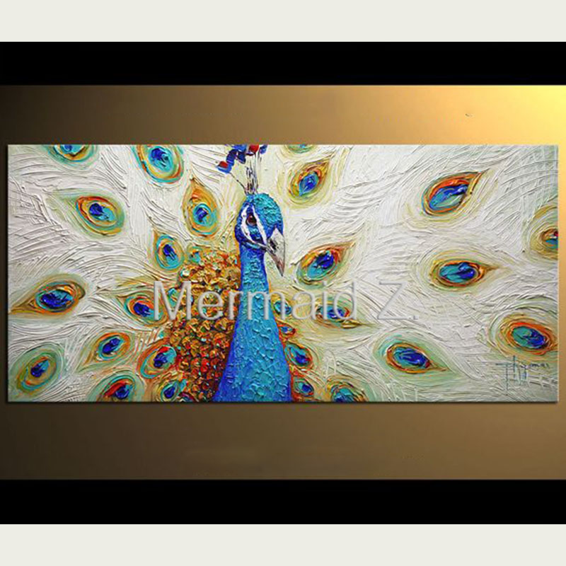 800x800 Hand Painted Modern Oil Painting Original Peacock Art Large - Large Peacock Painting