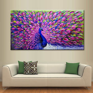 300x300 Modern Abstract Large Wall Decor Oil Painting On Art Canvas - Large Peacock Painting