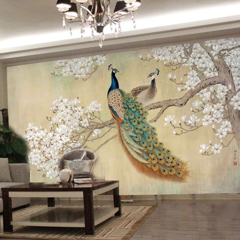 800x800 Photo Wallpaper Modern Art Painting Chinese Living Room Bedroom Tv - Large Peacock Painting