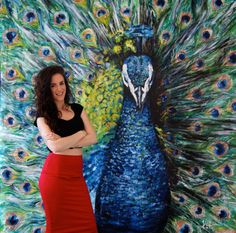 236x233 Roses Painting Oil On Canvas Red Flowers Wall Art Original - Large Peacock Painting