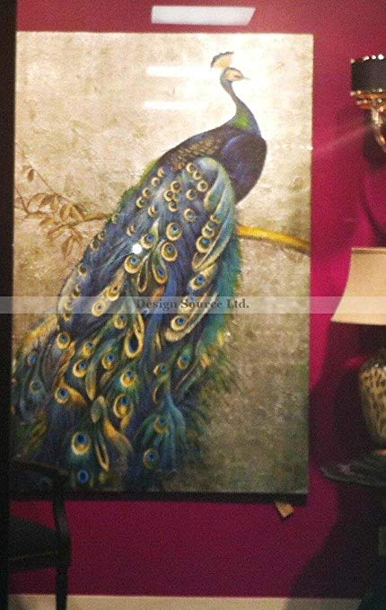 430x679 Extra Large 72 Proud Peacock Hand Painted Oil - Large Peacock Painting
