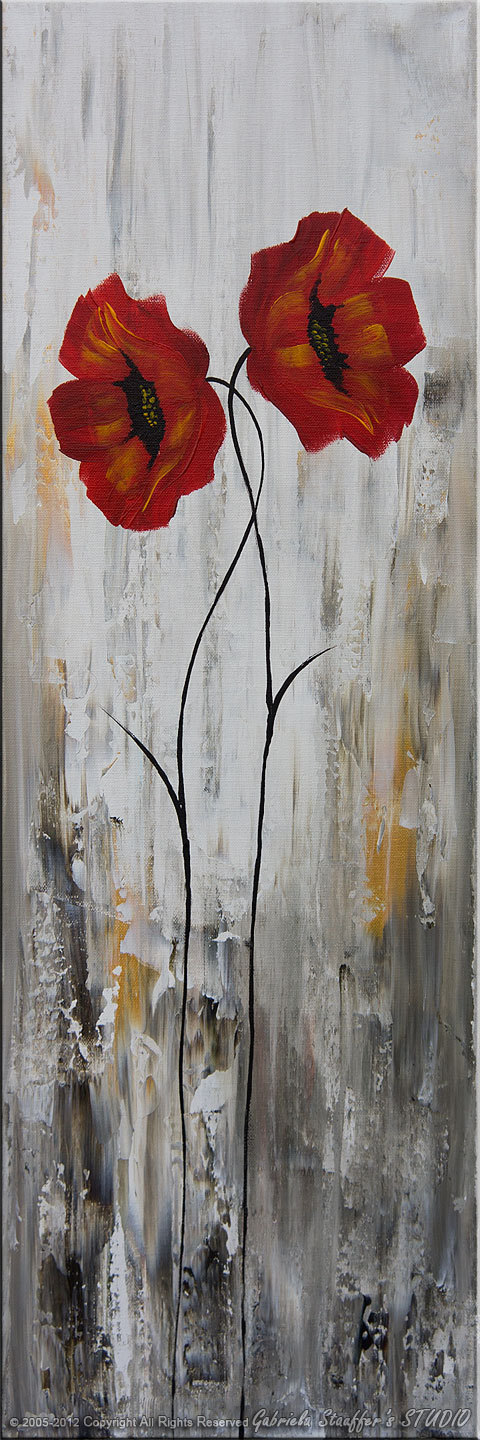 480x1440 Large Abstract Modern Poppies Painting Original Floral Art By - Large Poppy Painting