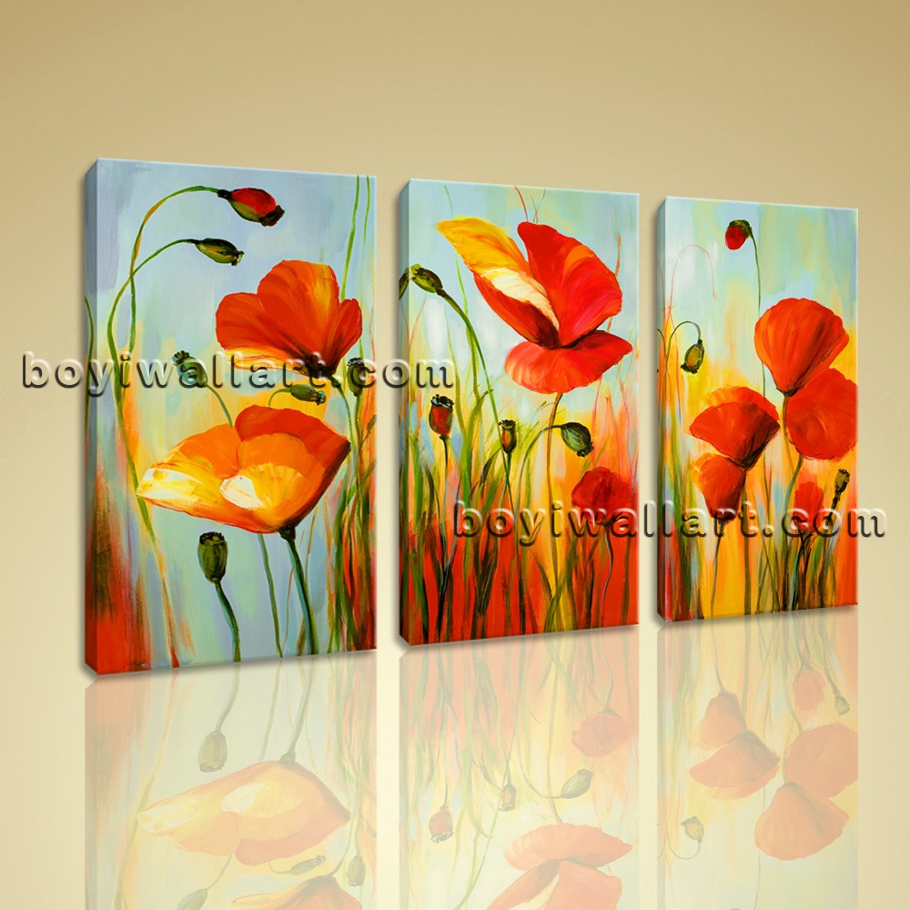 1000x1000 Large Stretched Canvas Prints Abstract Flowers Poppy Wall Art - Large Poppy Painting