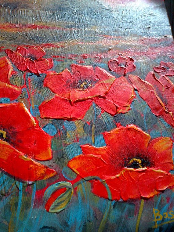 570x760 Red Poppies 48 Large Modern Original Painting Acrylic Painting - Large Poppy Painting