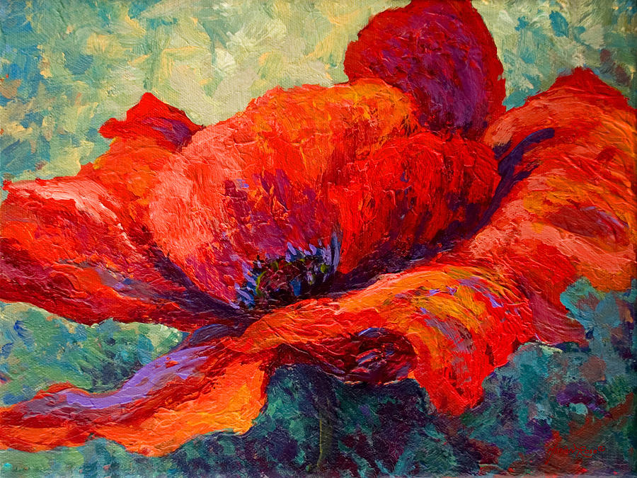 900x675 Red Poppy Iii Painting By Marion Rose - Large Poppy Painting