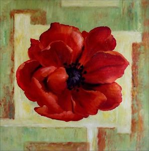 297x300 Giant Red Poppy Series 10, Ex. Large Modern Hand Painted Oil - Large Poppy Painting