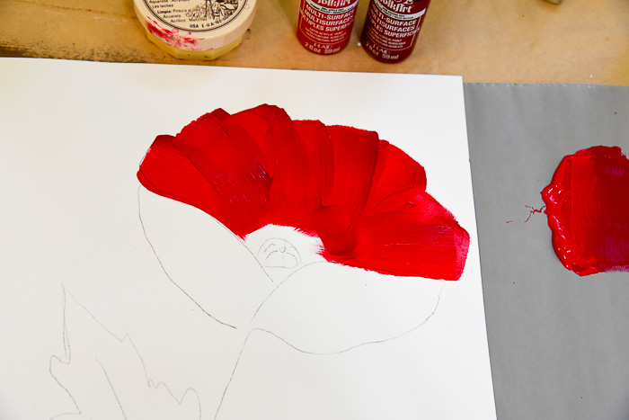 700x467 How To Paint A Large Red Poppy - Large Poppy Painting