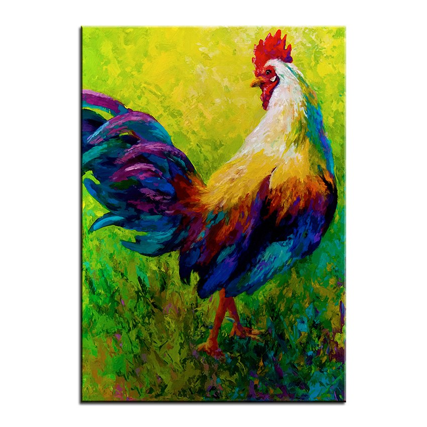 850x850 Large Size Printing Oil Painting Ceo Of Ranch Rooster Wall - Large Rooster Painting