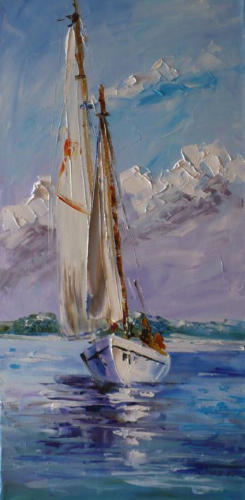 348x709 A Painting Of A Sailboat. I Love Sailing With My Family - Large Sailboat Painting
