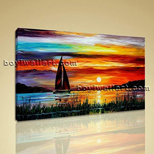 500x500 Large Sailboat Painting Landscape Impressionism Wall - Large Sailboat Painting