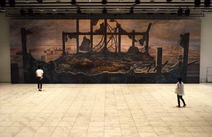 721x465 Japanese Artist Inspired By Tsunami Creates Large Scale Watercolor - Large Scale Painting