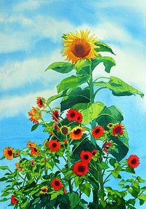 209x300 Giant Sunflower Paintings Fine Art America - Large Sunflower Painting