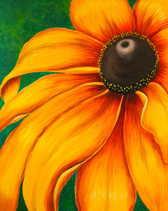 570x713 Large Sunflower Painting, Acrylic On Canvas, Ready To Hang - Large Sunflower Painting