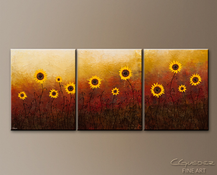 743x600 Oversized Flowers Abstract Art Painting - Large Sunflower Painting
