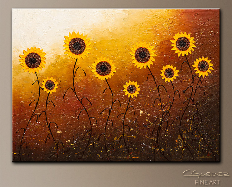 743x600 Sunflower Meadow - Large Sunflower Painting