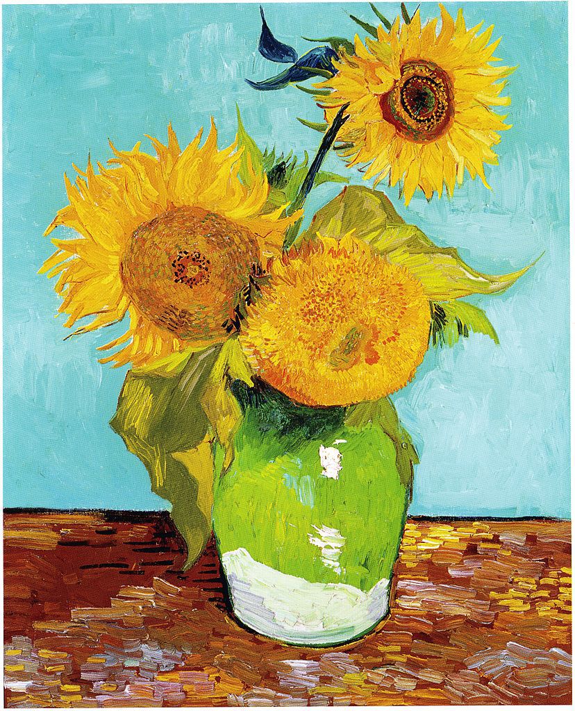 828x1024 Vase With Fourteen Sunflowers Vincent - Large Sunflower Painting