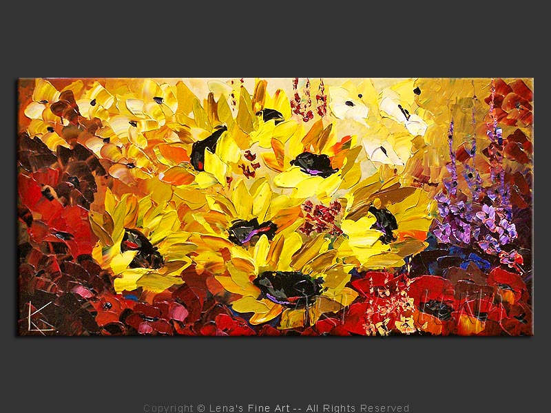 800x600 Field Of Giant Sunflowers Art By Lena - Large Sunflower Painting