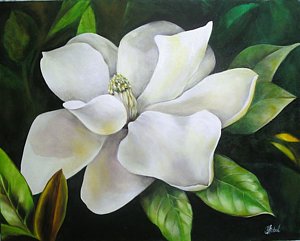 300x241 Large White Flower Paintings - Large White Flower Painting