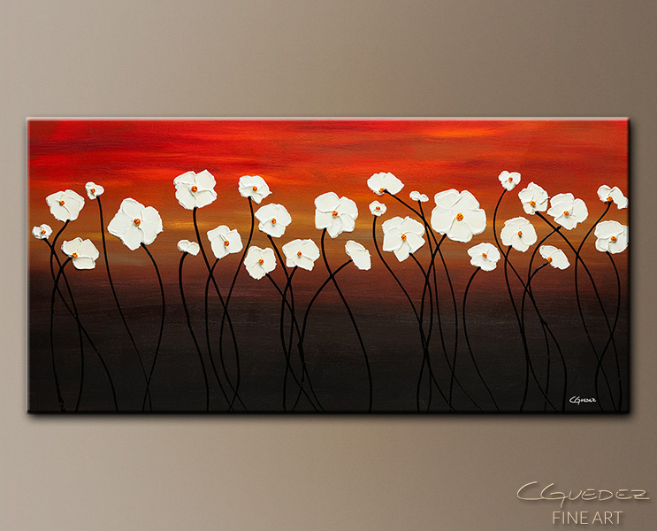 743x600 Abstract Flowers Art Painting White Dreams - Large White Flower Painting