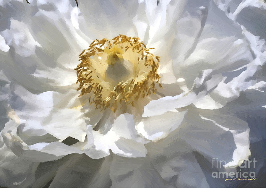 900x636 Painting Of A White Flower Mixed Media By Jerry L Barrett - Large White Flower Painting
