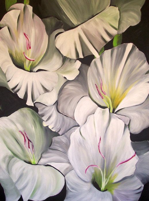 518x700 White Flower Art Print , White Gladiola Wall Art Print - Large White Flower Painting