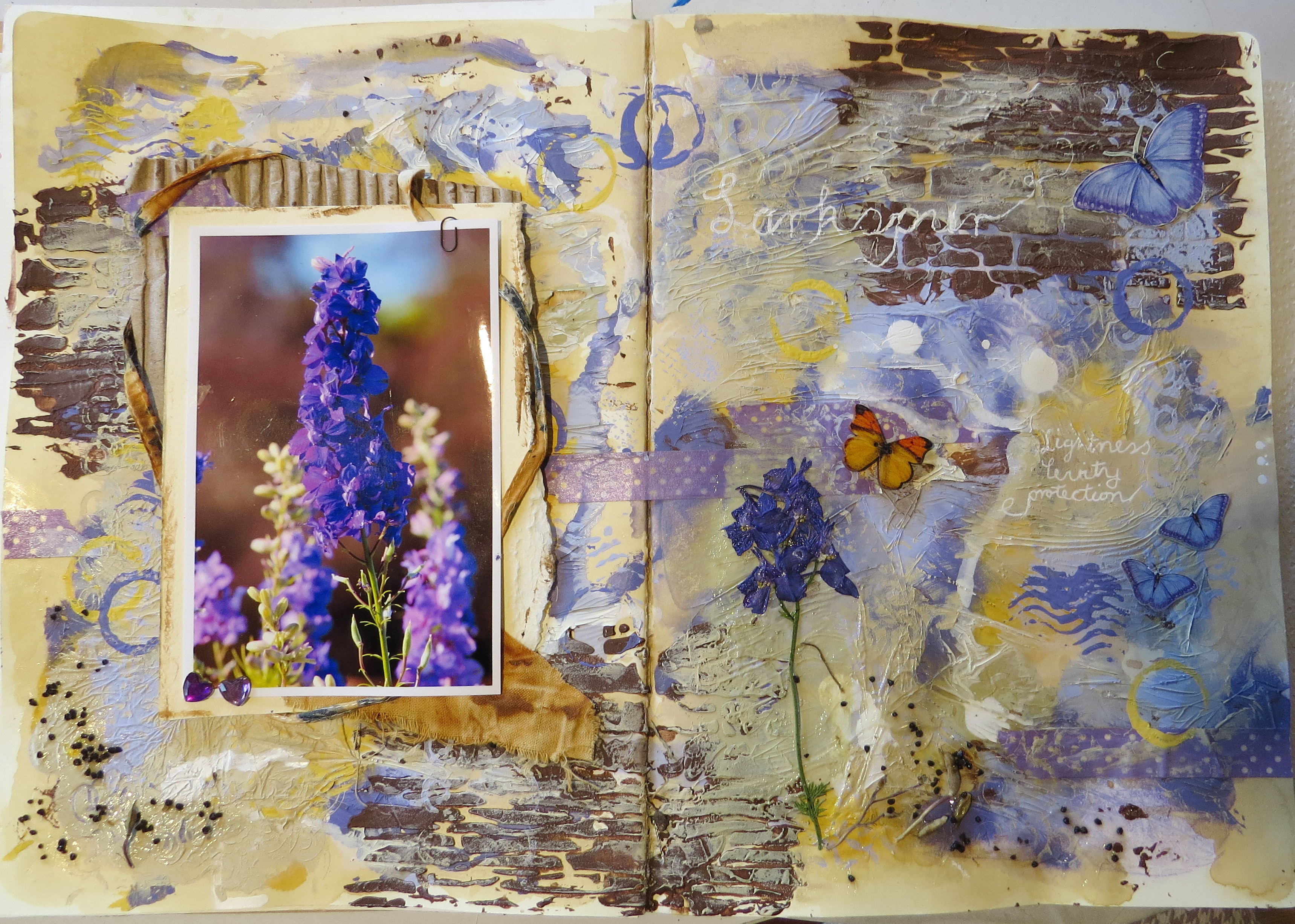 3437x2452 Larkspur Art Journal Page Kristah Price - Larkspur Painting
