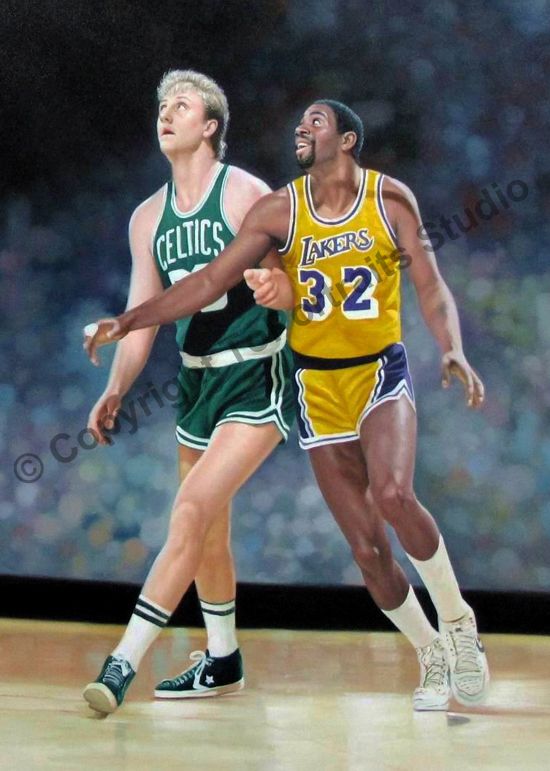550x771 Larry Bird Amp Magic Johnson - Larry Bird Painting