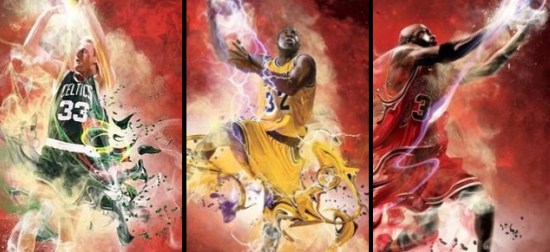 550x252 Nba 2k12 To Have Three Covers Michael Jordan, Magic Johnson, - Larry Bird Painting