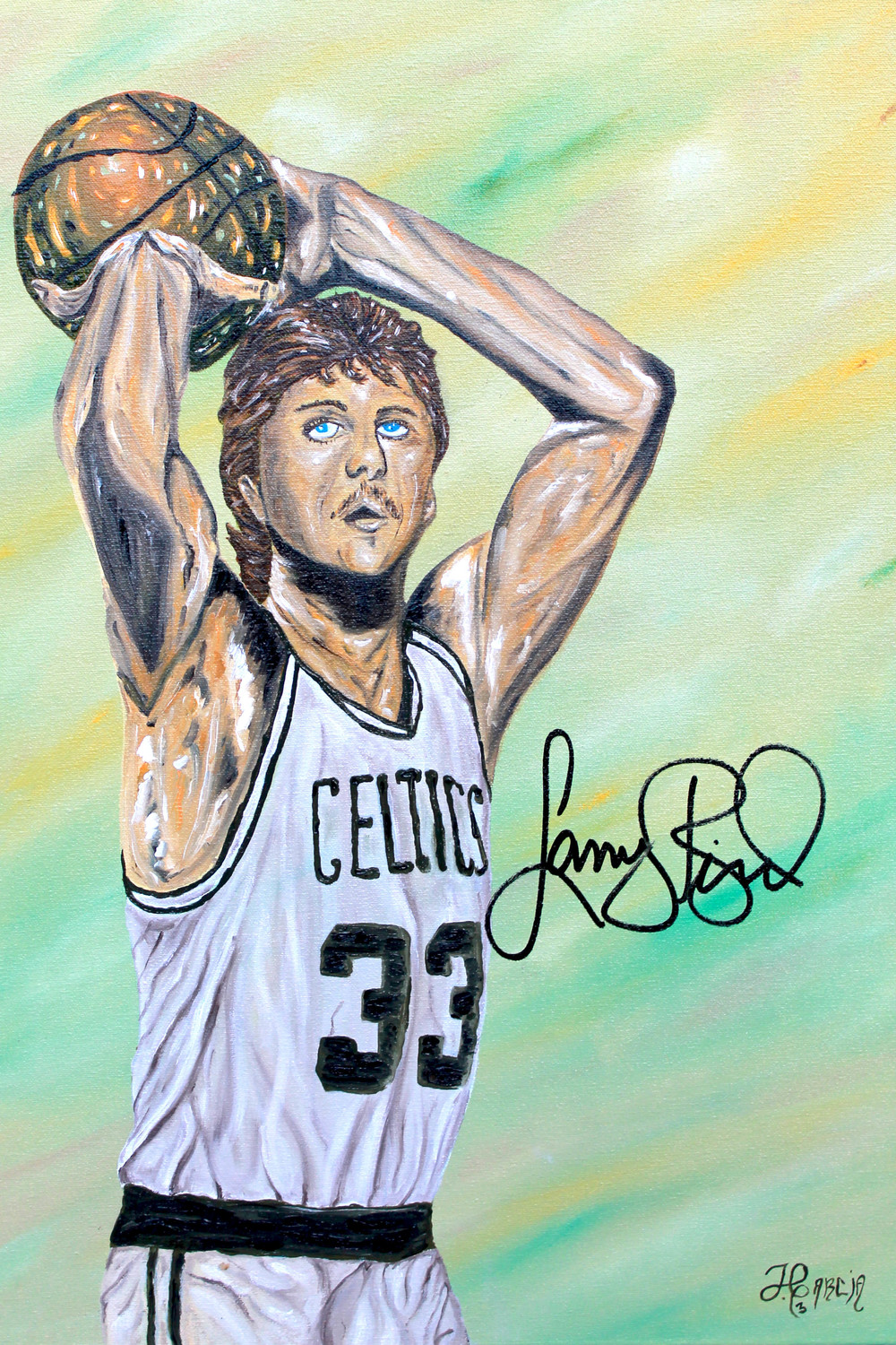 1000x1500 Signed Larry Bird Painting John Garcia Event Painter - Larry Bird Painting