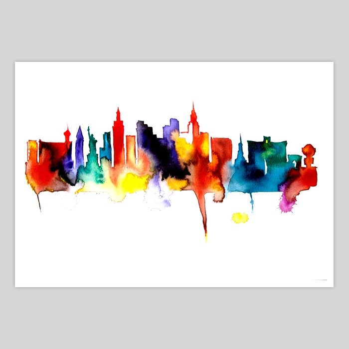 700x700 Las Vegas Watercolor Painting - Las Vegas Skyline Painting