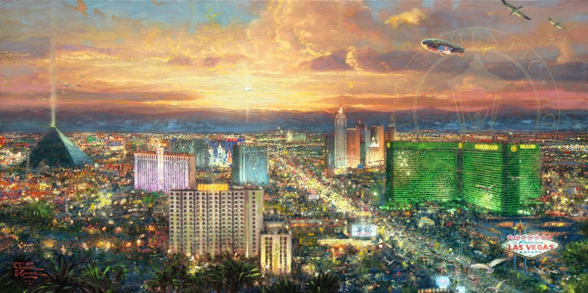 1200x599 Viva Las Vegas The Thomas Kinkade Company - Las Vegas Skyline Painting