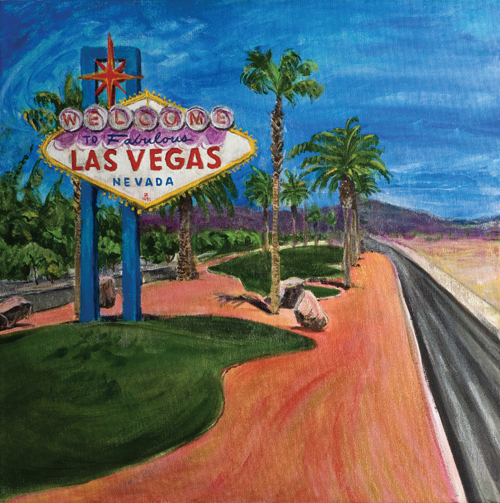 500x503 Free And Loving In Las Vegas, A Painting Adventure Borbay - Las Vegas Skyline Painting